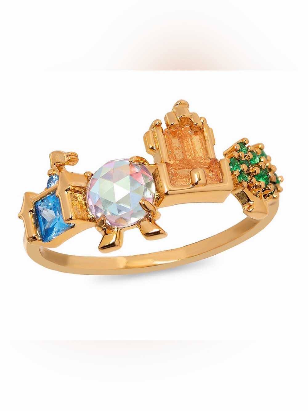 Girls Crew Gold-Tone Ring with Pink and Multicolor Accents